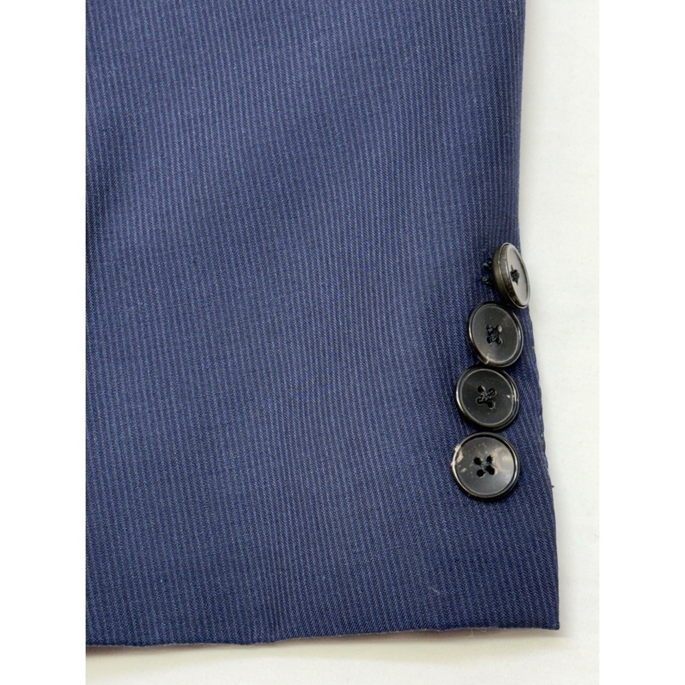 BOSS Hugo Boss Two-Tone Navy Blue Stripe 100% Wool Super 100 Blazer 40R EUC - Picture 2 of 15